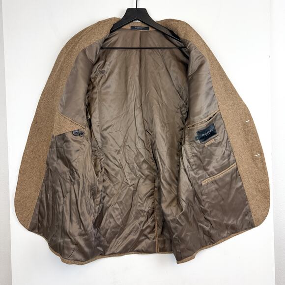 StudioSuits Handcrafted 100% Wool Blazer Jacket Brown Tan Herringbone - 42L Long - Picture 7 of 10